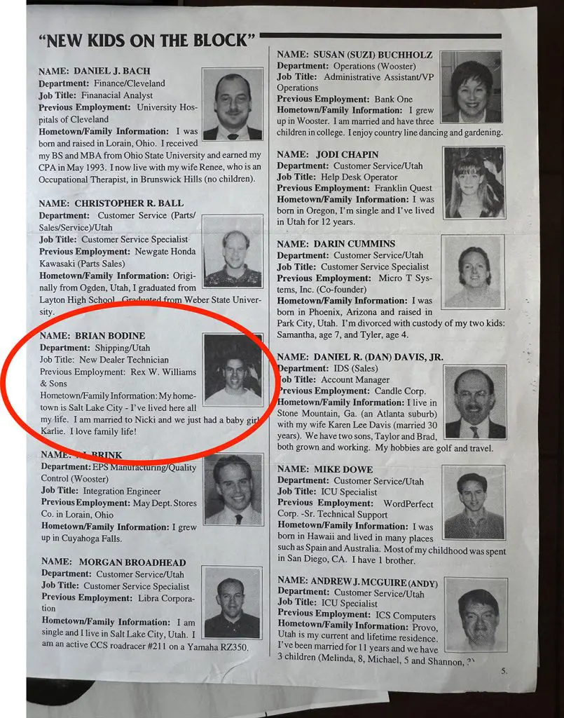 Image of a new employee announcement in a newspaper.