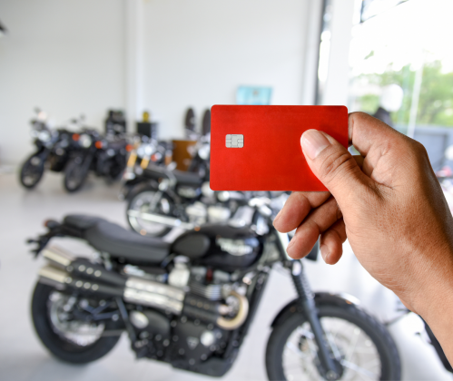 credit card with motorcycle