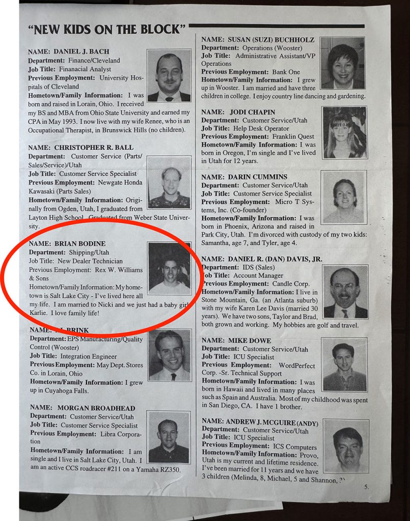 Image of a new employee announcement in a newspaper.
