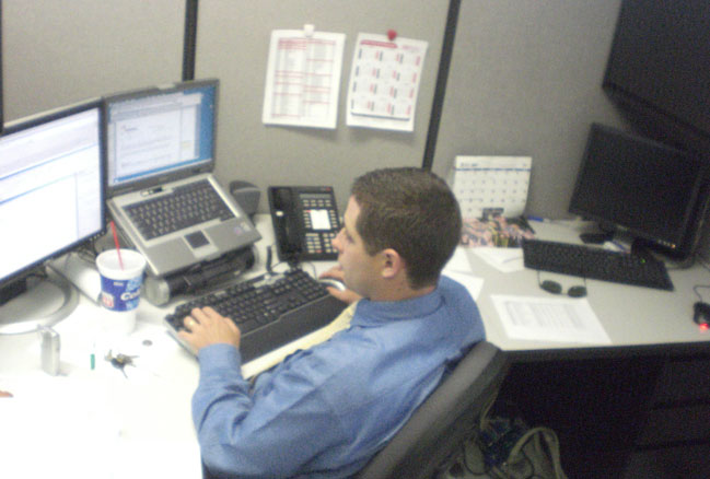 Aaron Carver working at a laptop in 1996.