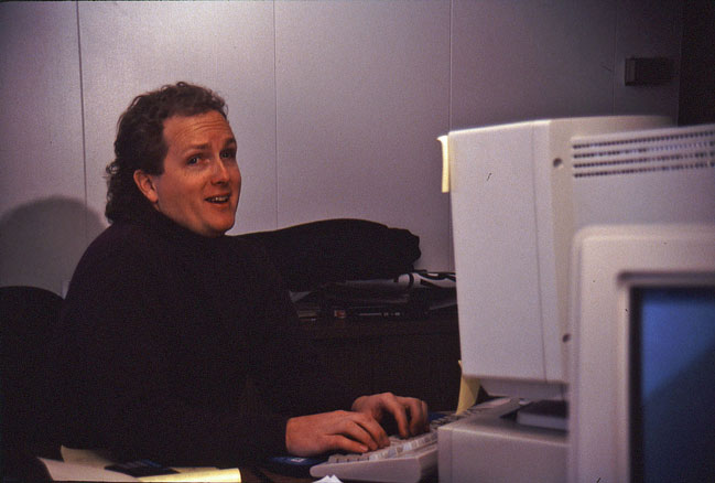 Darin Cummins working at a computer in 1995.