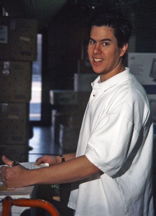 Brian Bodin in a stock room.