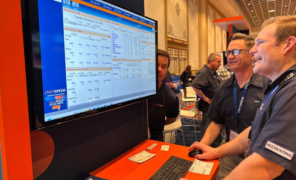 Lightspeed DMS demo at a convention.