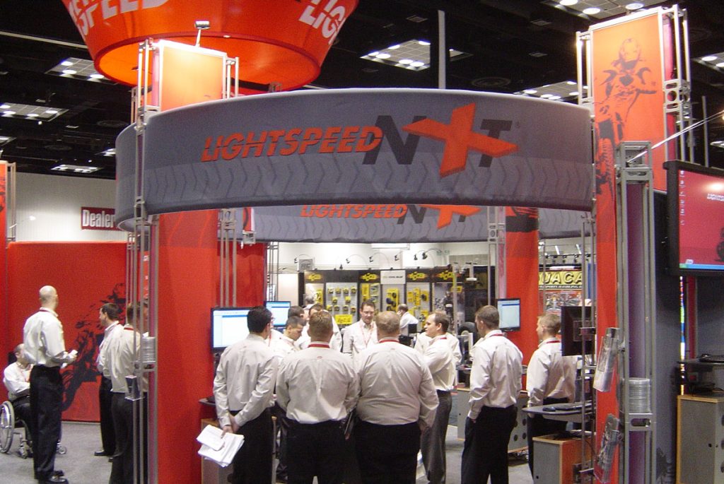 Lightspeed NXT booth at a convention.