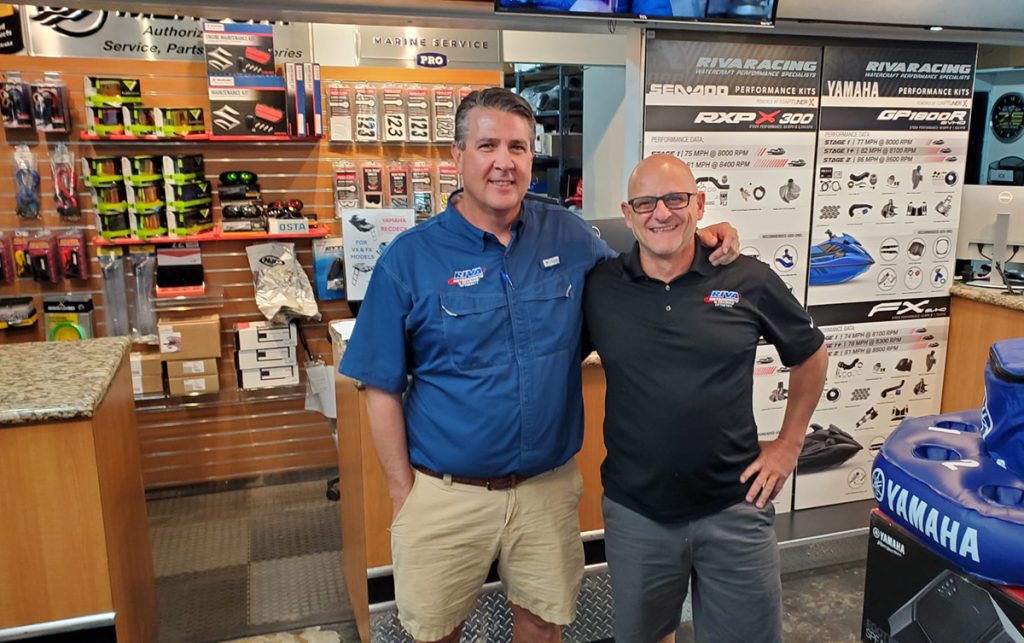 Image of Mike Martin and Gerry on a store floor.