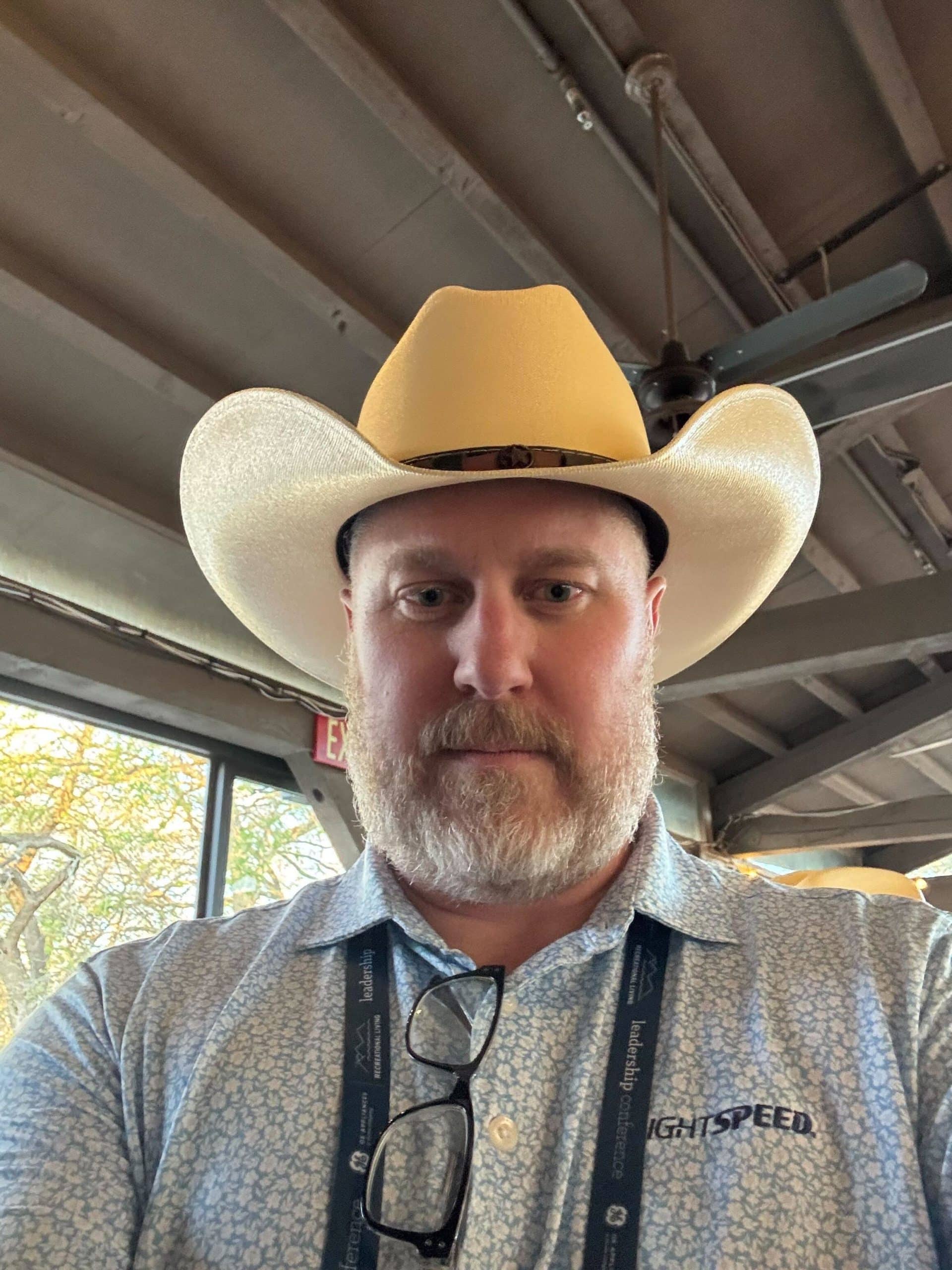 Jeremy Johnson is Cowboy hat at RVIA