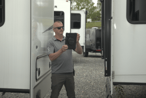 Sales person filming unit